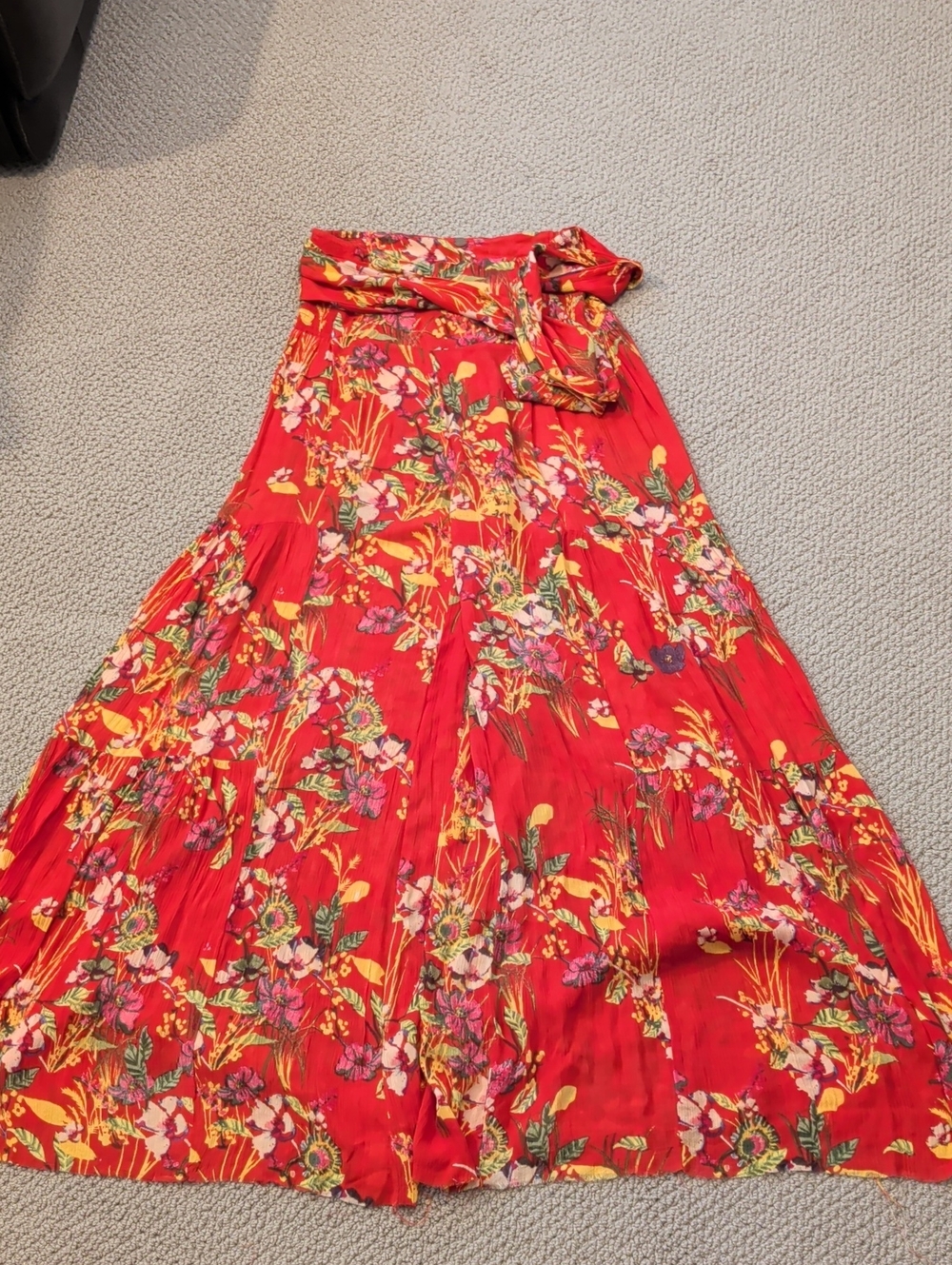 Free People FP One Aloha printed wide-leg Flowy pants Red Tropical Floral L - Picture 9 of 11